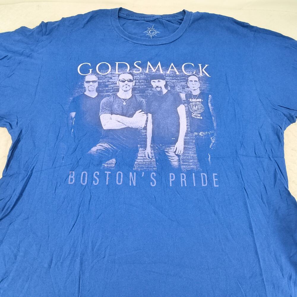 Godsmack BostonS Pride Band Crew Neck Short Sleeve T Shirt Mens Size XL Blue